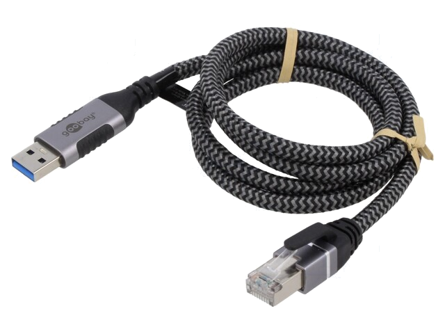 Kabel; USB 3.0; RJ45-stekker,USB-A-stekker; vernikkeld; 3m; 1Gbps Kabel; USB 3.0; RJ45-stekker,USB-A-stekker; vernikkeld; 3m; 1Gbps